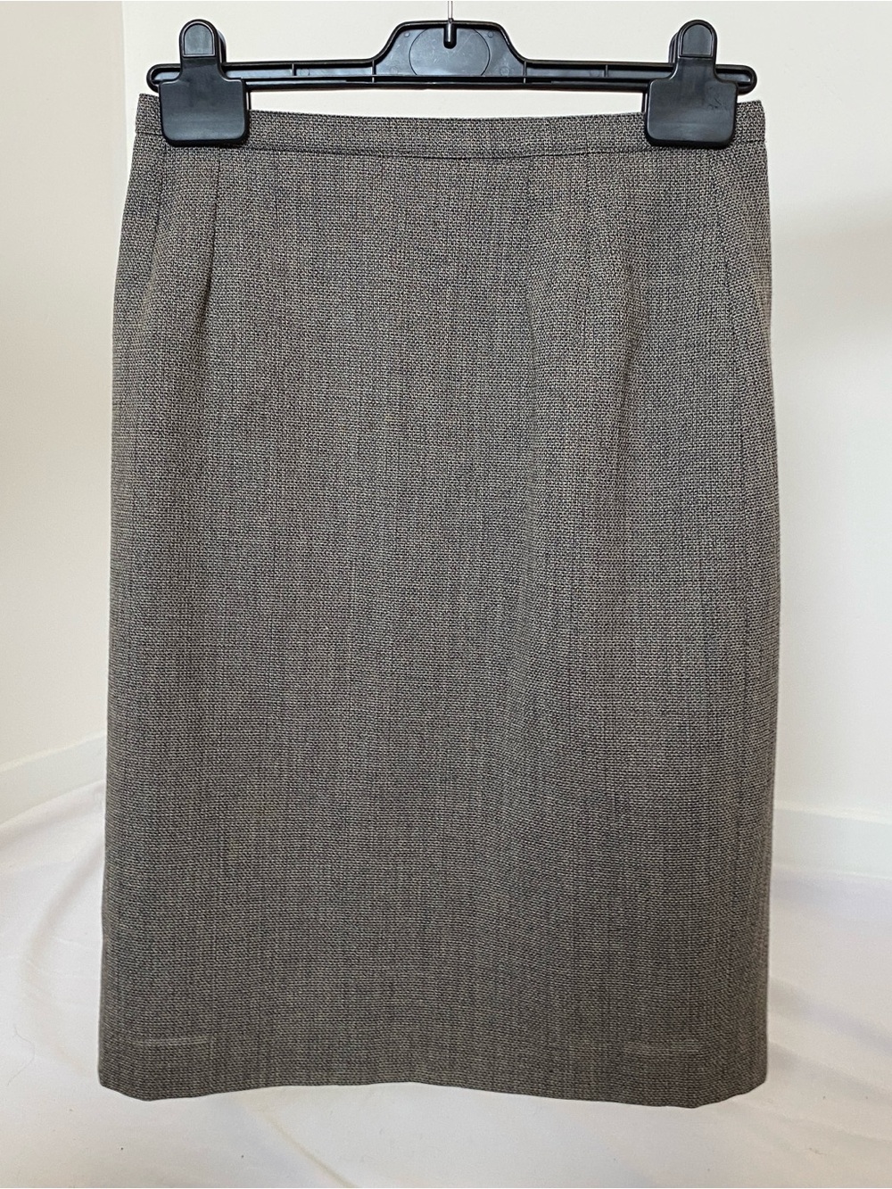 100% Wool Pencil Skirt Grey Tweed • Made in France